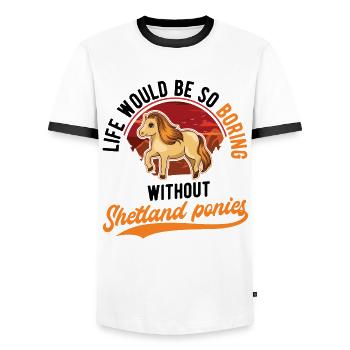 Life would be so boring without Shetland Ponies - Männer Kontrast-T-Shirt - Weiß/Schwarz - Vorne - AI Model Female 172 light (172cm) & AI Model Male 178 dark (178cm)