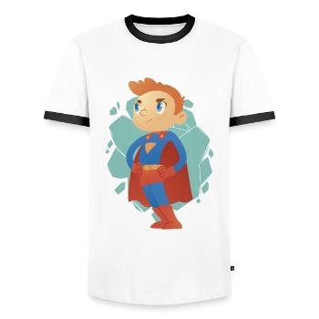 Cartoon Superhero Boy - Sauver le monde pour les enfants - T-shirt contrasté Homme - blanc/noir - Devant - AI Model Female 172 light (172cm) & AI Model Male 178 dark (178cm)