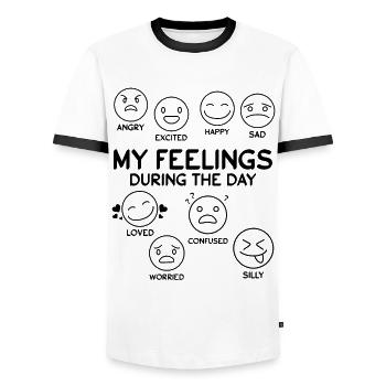 Mes sentiments pendant la journée En colère Excité - T-shirt contrasté Homme - blanc/noir - Devant - AI Model Female 172 light (172cm) & AI Model Male 178 dark (178cm)