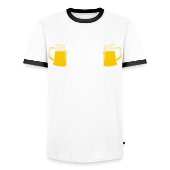 Junggesellenabschied Bier Junggeselle - Männer Kontrast-T-Shirt - Weiß/Schwarz - Vorne - AI Model Female 172 light (172cm) & AI Model Male 178 dark (178cm)
