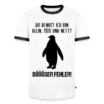 Pinguin Klein Süß Nett Lustiger Spruch Geschenk - Männer Kontrast-T-Shirt - Weiß/Schwarz - Vorne - AI Model Female 172 light (172cm) & AI Model Male 178 dark (178cm)