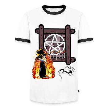Okkult Spirituell Satan Ritual Zauberer Dark Magie - Männer Kontrast-T-Shirt - Weiß/Schwarz - Vorne - AI Model Female 172 light (172cm) & AI Model Male 178 dark (178cm)