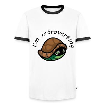 i'm introverting süße Schildkröte - Männer Kontrast-T-Shirt - Weiß/Schwarz - Vorne - AI Model Female 172 light (172cm) & AI Model Male 178 dark (178cm)