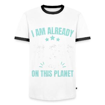 Already 18250 Days On This Planet 50th Birthday - Men's Ringer Shirt - white/black - Front - AI Model Female 172 light (172cm) & AI Model Male 178 dark (178cm)