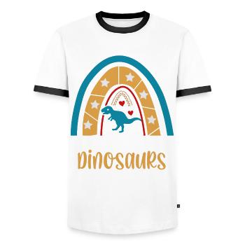 Just One Girl, The Dinosaur Design For Dino - Men's Ringer Shirt - white/black - Front - AI Model Female 172 light (172cm) & AI Model Male 178 dark (178cm)