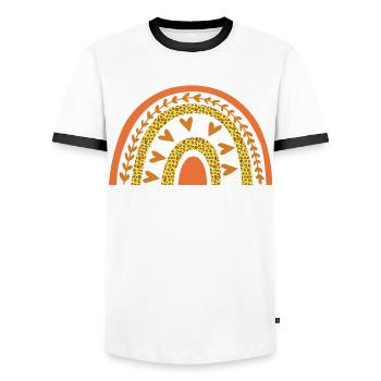 Leopard Rainbow Design Third Class For - Men's Ringer Shirt - white/black - Front - AI Model Female 172 light (172cm) & AI Model Male 178 dark (178cm)
