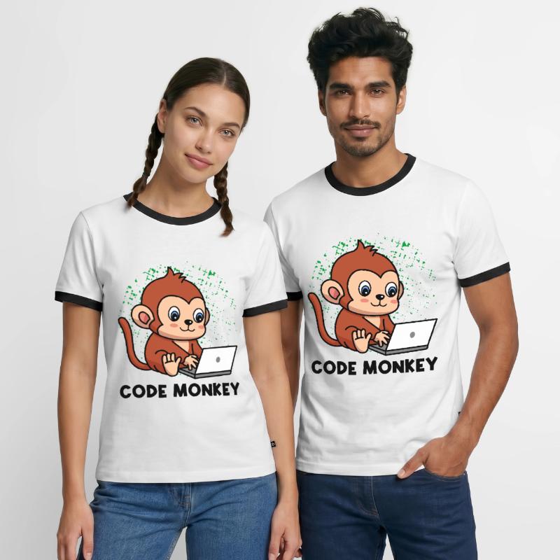 Code Monkey Programming Coder Computer Geek Develo Männer Kontrast-T-Shirt