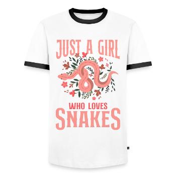 Snake Serpent Flower Floral Just A - Men's Ringer Shirt - white/black - Front - AI Model Female 172 light (172cm) & AI Model Male 178 dark (178cm)