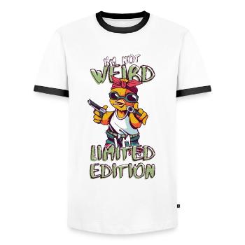 Cool Cartoon Chick - Édition Limitée - Dicton - T-shirt contrasté Homme - blanc/noir - Devant - AI Model Female 172 light (172cm) & AI Model Male 178 dark (178cm)
