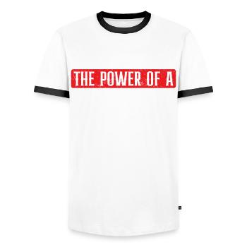 Never Underestimate The Power Of Plumber - Männer Kontrast-T-Shirt - Weiß/Schwarz - Vorne - AI Model Female 172 light (172cm) & AI Model Male 178 dark (178cm)