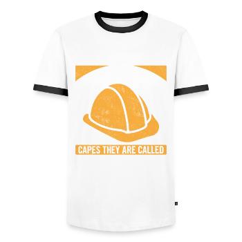 Some Superheroes Do Not Wear Cape - Men's Ringer Shirt - white/black - Front - AI Model Female 172 light (172cm) & AI Model Male 178 dark (178cm)