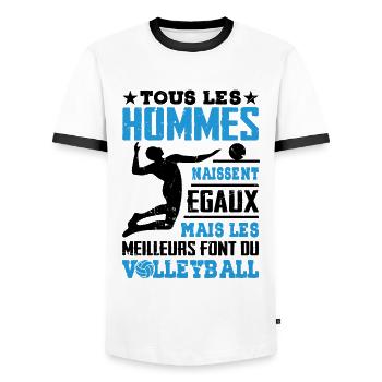 Les Meilleurs Hommes Font Du Volleyball - T-shirt contrasté Homme - blanc/noir - Devant - AI Model Female 172 light (172cm) & AI Model Male 178 dark (178cm)