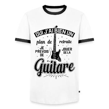 Mon Plan De Retraite C'est Jouer De Guitare - T-shirt contrasté Homme - blanc/noir - Devant - AI Model Female 172 light (172cm) & AI Model Male 178 dark (178cm)