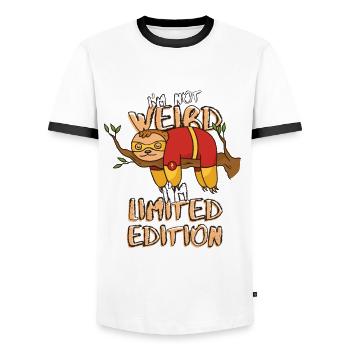 Cool Cartoon Sloth - Édition Limitée - Dicton - T-shirt contrasté Homme - blanc/noir - Devant - AI Model Female 172 light (172cm) & AI Model Male 178 dark (178cm)