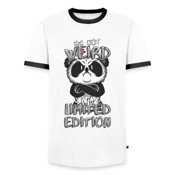 Annoyed Cartoon Panda - Limited Edition - Saying - Men's Ringer Shirt - white/black - Front - AI Model Female 172 light (172cm) & AI Model Male 178 dark (178cm)