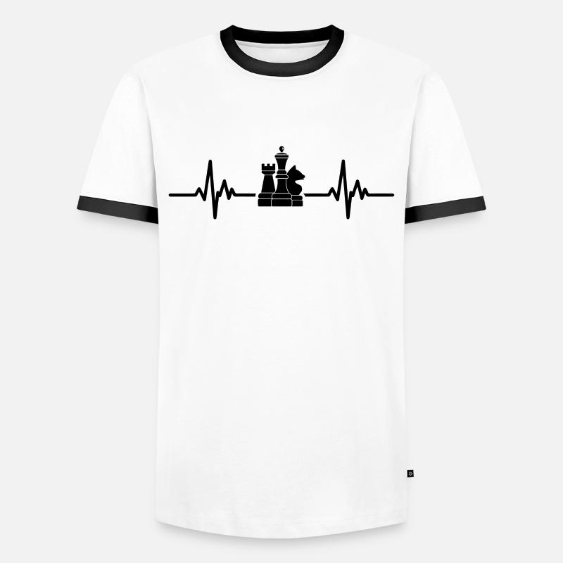 Herzfrequenz eines Schachspielers - Männer Kontrast-T-Shirt - Weiß/Schwarz