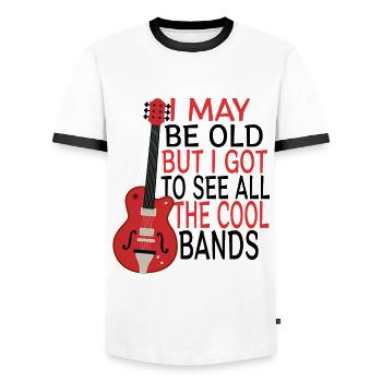 Musique rock Grand-père Grand-père disant humour idée cadeau - T-shirt contrasté Homme - blanc/noir - Devant - AI Model Female 172 light (172cm) & AI Model Male 178 dark (178cm)