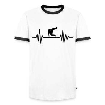 Parkour heart rate - Men's Ringer Shirt - white/black - Front - AI Model Female 172 light (172cm) & AI Model Male 178 dark (178cm)