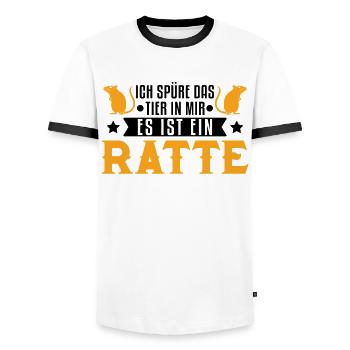 Ich spüre das Tier in mir Es ist ein Ratte - Männer Kontrast-T-Shirt - Weiß/Schwarz - Vorne - AI Model Female 172 light (172cm) & AI Model Male 178 dark (178cm)