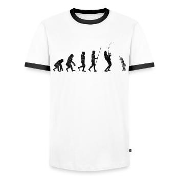 Hornhecht Evolution Gar Angeln Garfishing - Männer Kontrast-T-Shirt - Weiß/Schwarz - Vorne - AI Model Female 172 light (172cm) & AI Model Male 178 dark (178cm)