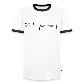 heartbeat gar fish heart gar fishing lover - Men's Ringer Shirt - white/black - Front - AI Model Female 172 light (172cm) & AI Model Male 178 dark (178cm)