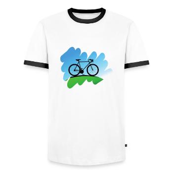 Fahrrad Fahrradfahren Fahrradfahrer Stadtrad Rad - Männer Kontrast-T-Shirt - Weiß/Schwarz - Vorne - AI Model Female 172 light (172cm) & AI Model Male 178 dark (178cm)