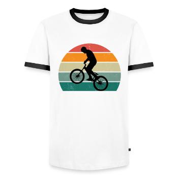 Fahrrad Fahrradfahren Fahrradfahrer Stadtrad Rad - Männer Kontrast-T-Shirt - Weiß/Schwarz - Vorne - AI Model Female 172 light (172cm) & AI Model Male 178 dark (178cm)