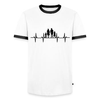 Familie Mama Papa Kind Sohn Tochter Tante Onkel - Männer Kontrast-T-Shirt - Weiß/Schwarz - Vorne - AI Model Female 172 light (172cm) & AI Model Male 178 dark (178cm)