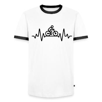 Fahrrad Fahrradfahren Fahrradfahrer Stadtrad Rad - Männer Kontrast-T-Shirt - Weiß/Schwarz - Vorne - AI Model Female 172 light (172cm) & AI Model Male 178 dark (178cm)