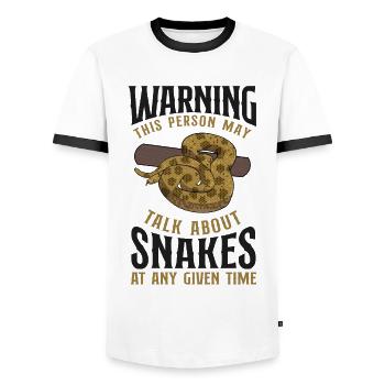 Snake Serpent Warning This Person - Männer Kontrast-T-Shirt - Weiß/Schwarz - Vorne - AI Model Female 172 light (172cm) & AI Model Male 178 dark (178cm)