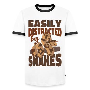 Snake Serpent Easily Distracted By - Men's Ringer Shirt - white/black - Front - AI Model Female 172 light (172cm) & AI Model Male 178 dark (178cm)