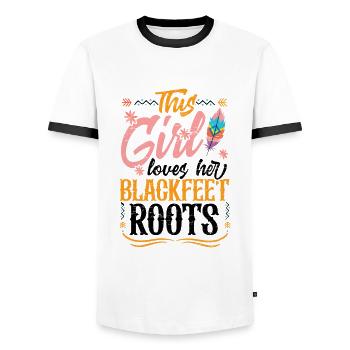 Une fille aime ses racines pieds-noirs - T-shirt contrasté Homme - blanc/noir - Devant - AI Model Female 172 light (172cm) & AI Model Male 178 dark (178cm)