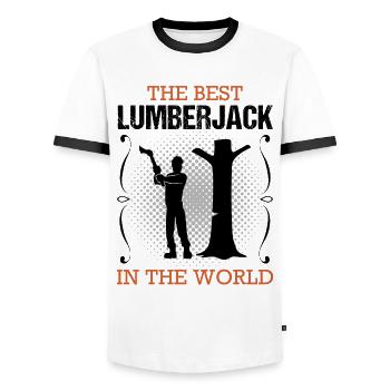 Profession de bûcheron Formation Forester Cadeau - T-shirt contrasté Homme - blanc/noir - Devant - AI Model Female 172 light (172cm) & AI Model Male 178 dark (178cm)
