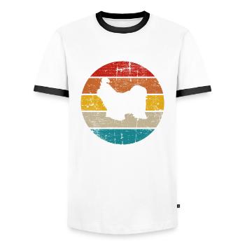Shih Tzu amoureux des chiens Retro vintage Idée cadeau - T-shirt contrasté Homme - blanc/noir - Devant - AI Model Female 172 light (172cm) & AI Model Male 178 dark (178cm)