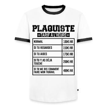 Le Tarif Horaire D'un Plaquiste - T-shirt contrasté Homme - blanc/noir - Devant - AI Model Female 172 light (172cm) & AI Model Male 178 dark (178cm)