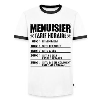 Le Tarif Horaire D'un Menuisier - T-shirt contrasté Homme - blanc/noir - Devant - AI Model Female 172 light (172cm) & AI Model Male 178 dark (178cm)