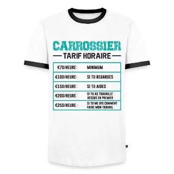 Le Tarif Horaire D'un Carrossier - T-shirt contrasté Homme - blanc/noir - Devant - AI Model Female 172 light (172cm) & AI Model Male 178 dark (178cm)