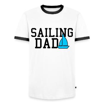 sailing dad - Men's Ringer Shirt - white/black - Front - AI Model Female 172 light (172cm) & AI Model Male 178 dark (178cm)