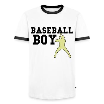baseball boy - Männer Kontrast-T-Shirt - Weiß/Schwarz - Vorne - AI Model Female 172 light (172cm) & AI Model Male 178 dark (178cm)