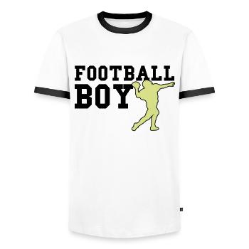 garçon de football - T-shirt contrasté Homme - blanc/noir - Devant - AI Model Female 172 light (172cm) & AI Model Male 178 dark (178cm)