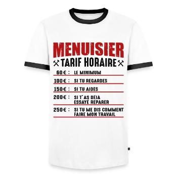 Le Tarif Horaire D'un Menuisier - T-shirt contrasté Homme - blanc/noir - Devant - AI Model Female 172 light (172cm) & AI Model Male 178 dark (178cm)
