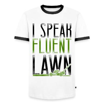 Lawn Mower Mowing Dad Father - Männer Kontrast-T-Shirt - Weiß/Schwarz - Vorne - AI Model Female 172 light (172cm) & AI Model Male 178 dark (178cm)