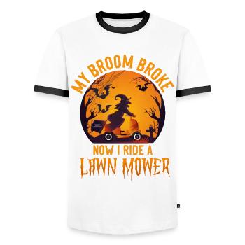 Lawn Mower Mowing Dad Father - Männer Kontrast-T-Shirt - Weiß/Schwarz - Vorne - AI Model Female 172 light (172cm) & AI Model Male 178 dark (178cm)