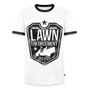 Lawn Mower Mowing Dad Father - Männer Kontrast-T-Shirt - Weiß/Schwarz - Vorne - AI Model Female 172 light (172cm) & AI Model Male 178 dark (178cm)
