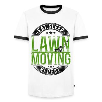 Lawn Mower Mowing Dad Father - Männer Kontrast-T-Shirt - Weiß/Schwarz - Vorne - AI Model Female 172 light (172cm) & AI Model Male 178 dark (178cm)