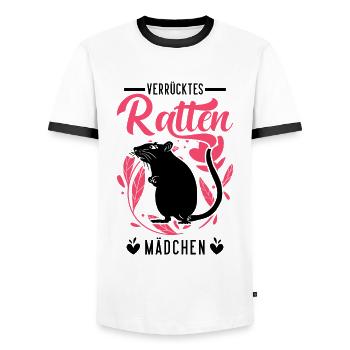 Verrücktes Ratten Mädchen - Männer Kontrast-T-Shirt - Weiß/Schwarz - Vorne - AI Model Female 172 light (172cm) & AI Model Male 178 dark (178cm)