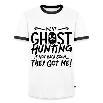 Geisterjäger Geisterjagd Gruselig Geschenkidee - Männer Kontrast-T-Shirt - Weiß/Schwarz - Vorne - AI Model Female 172 light (172cm) & AI Model Male 178 dark (178cm)