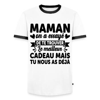 Maman Anniversaire Cadeau Fête Des Mères Noël Mama - T-shirt contrasté Homme - blanc/noir - Devant - AI Model Female 172 light (172cm) & AI Model Male 178 dark (178cm)