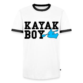 kayak boy - Men's Ringer Shirt - white/black - Front - AI Model Female 172 light (172cm) & AI Model Male 178 dark (178cm)