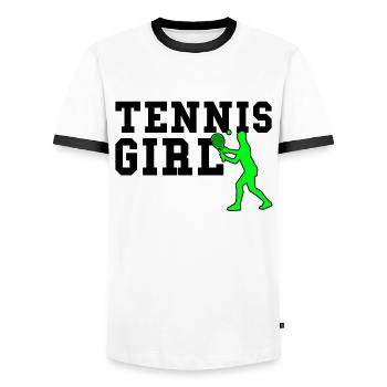 Fille de tennis - T-shirt contrasté Homme - blanc/noir - Devant - AI Model Female 172 light (172cm) & AI Model Male 178 dark (178cm)